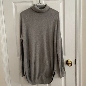 Joan Vass Grey Turtleneck Knit Sweater Long Size Medium GUC